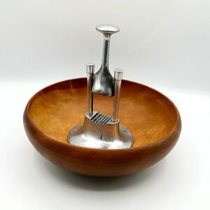 Vintage Nutcracker, Spring-Loaded for Ease. Thick Wooden Bowl. 50s to 60s era.